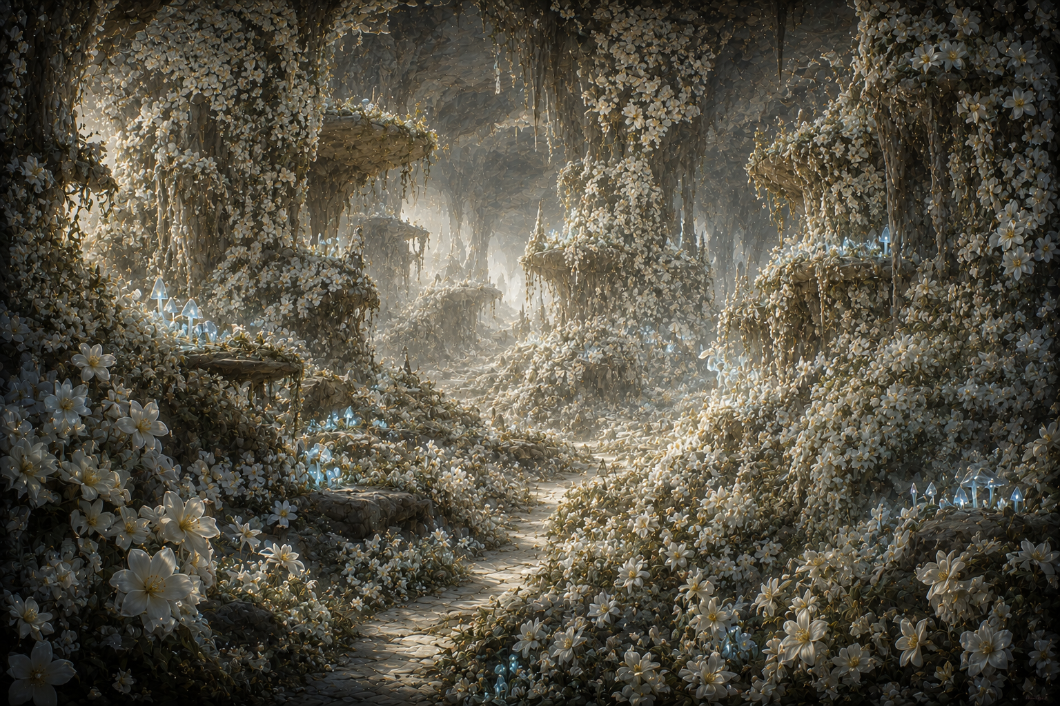 The Jasmine Reaches — a vast cave perfumed with jasmine fields